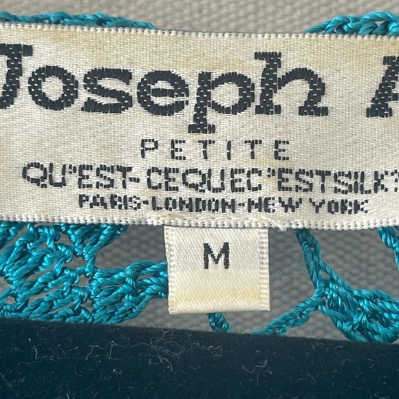 Joseph A. Blue Crochet Lace Overlay with 3/4 Sleeves - Picture 2 of 7